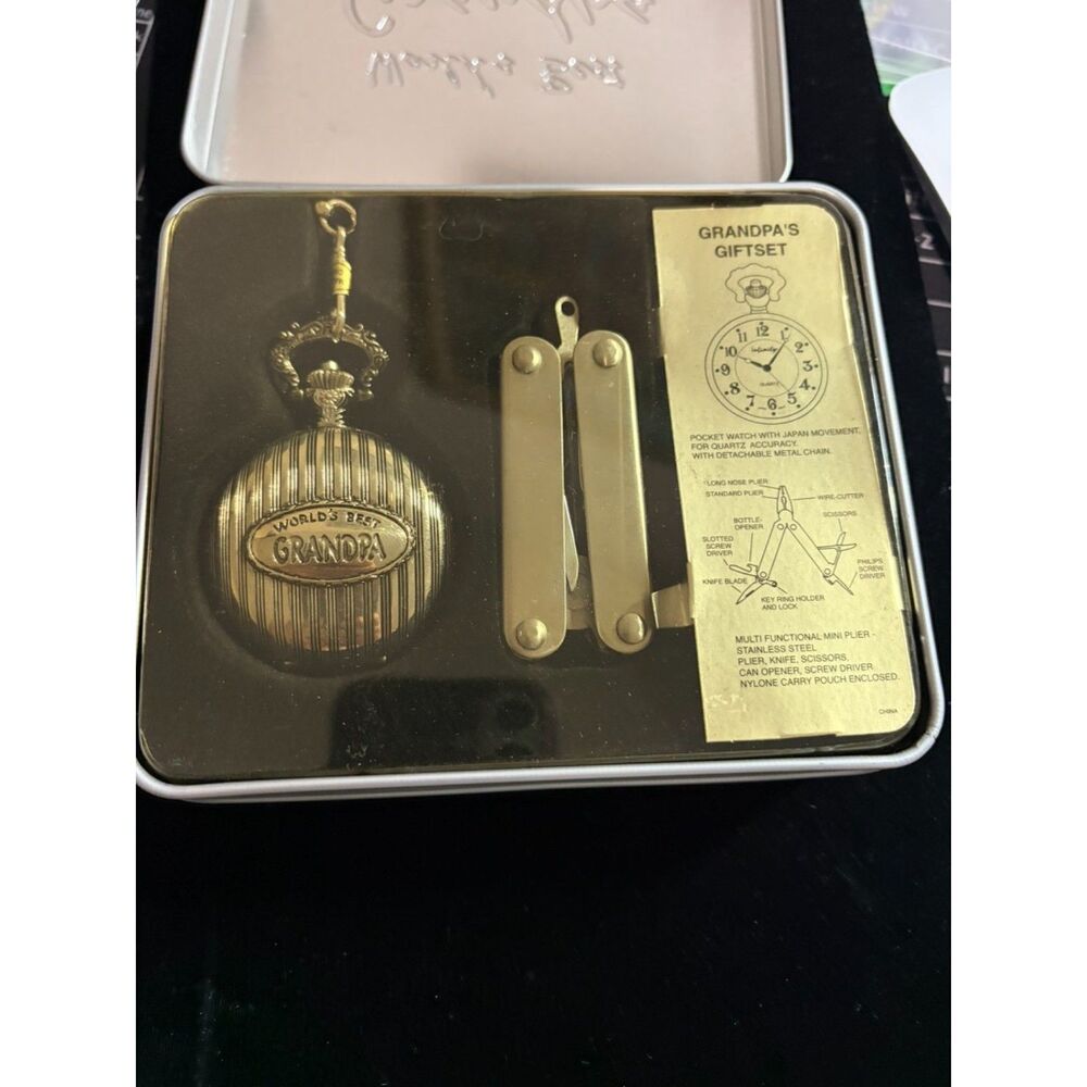 Infinity pocket watch and utility pocket knife set
